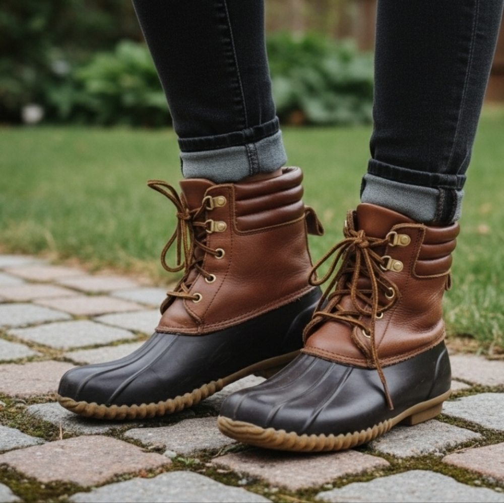 Lauren Ralph Lauren Leather Duck Boots Women's 7 Melinda Rain/ Snow Waterproof
